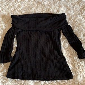 Fold over open shoulder top